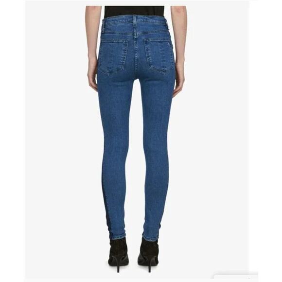 Rag & Bone Double Indigo Jean High Waist Skinny Womens 26 2 Tuxedo Tonal Stripe - Picture 6 of 8
